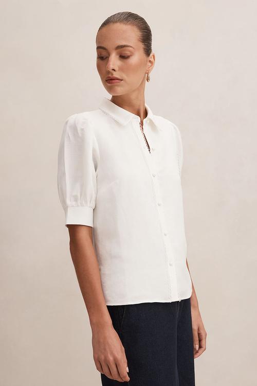 Finley trim detail blouse in porcelain