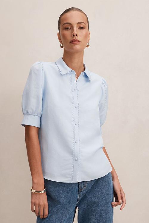 Finley trim detail blouse in icicle 