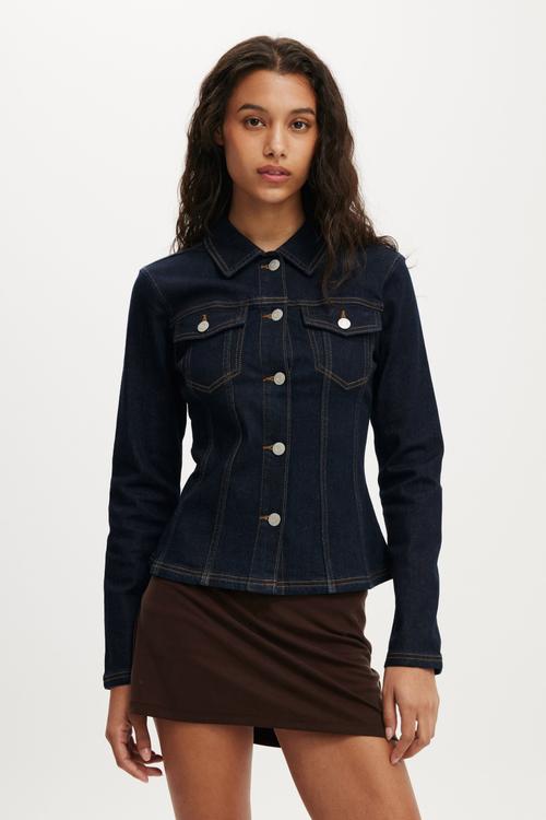 Fitted denim jacket - aries blue