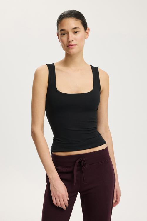 Asymmetrical Zip Slim Tank Top Wmn - Dk Black