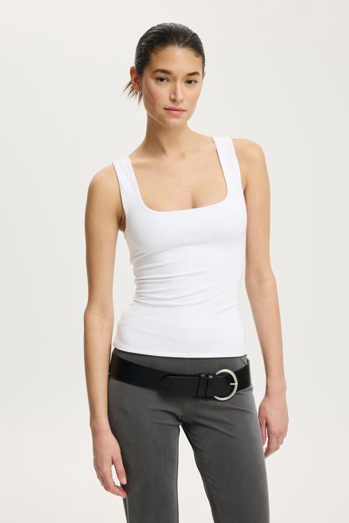 Hold Me Scoop Tank - White