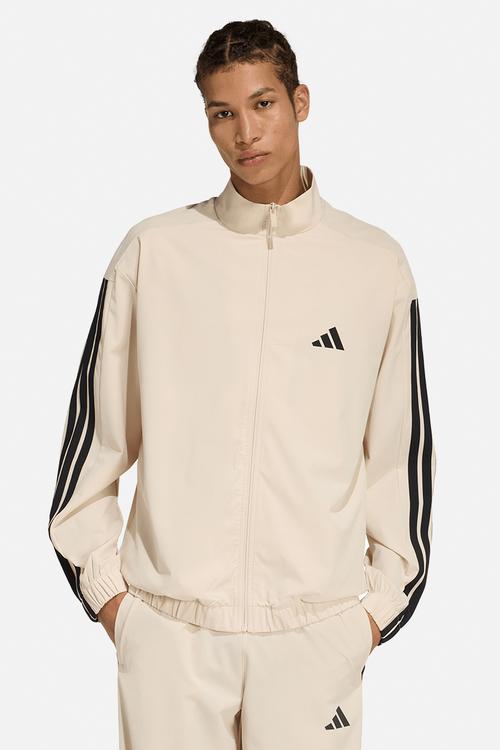 3-Strip Woven TrackTop  - Crystal Linen
