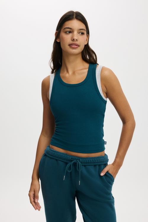 Active Core Rib Racer Tank - Tidal Teal