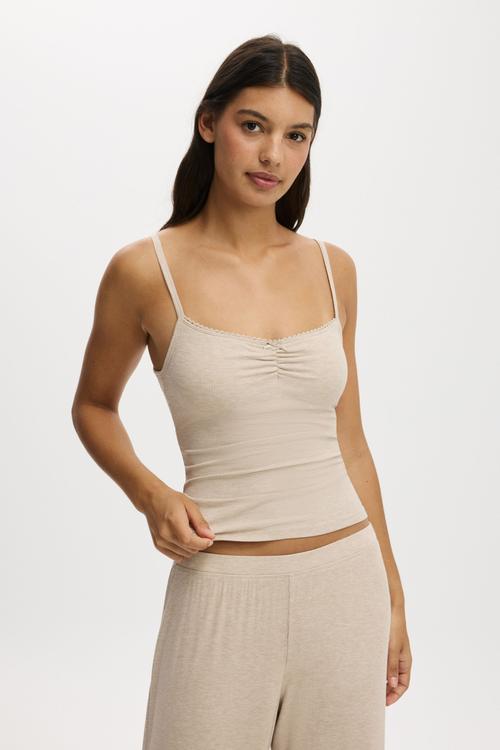 Sleep recovery picot cami - sesame marle