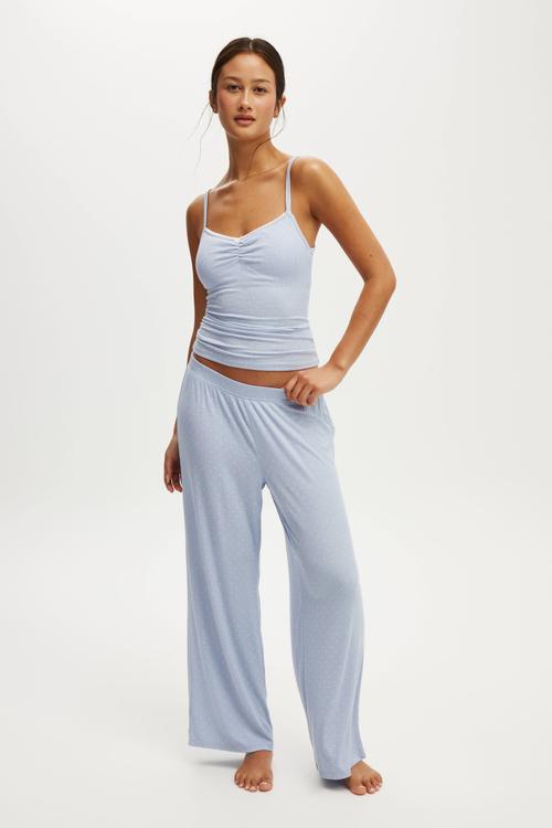 Sleep recovery wide leg pant - violet blue billy spot