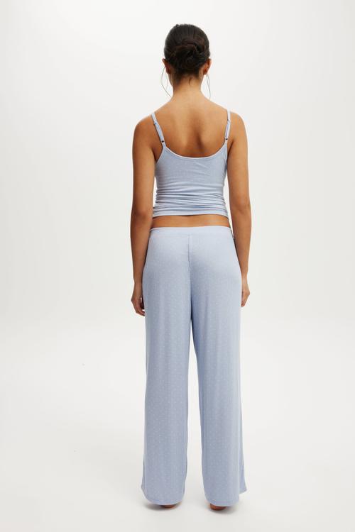 Sleep recovery wide leg pant - violet blue billy spot