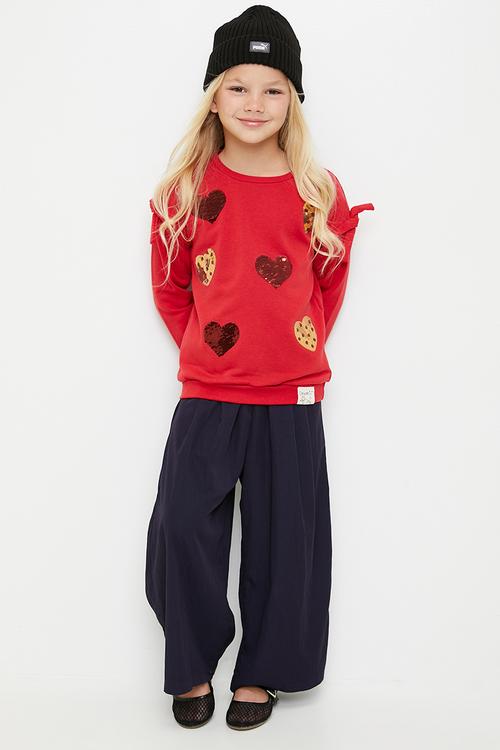 Glitter sequinned sweatshirt - red/hearts