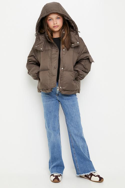 Puffer jacket - dark taupe