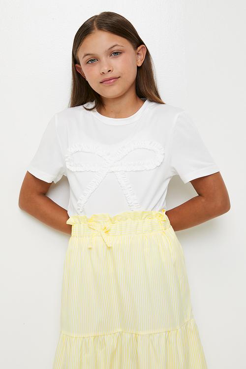 Tee & tiered maxi skirt set - white/yellow