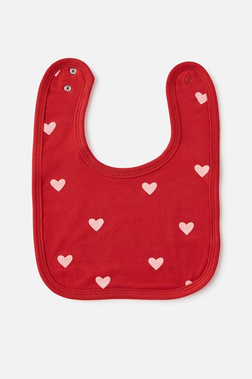 The Baby Bib - Varsity Red/Love Hearts