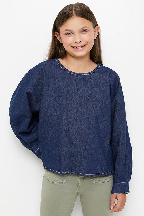 Denim crew top - blue