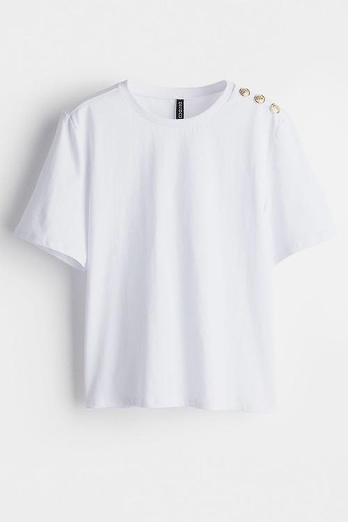 Button-detail t-shirt - white