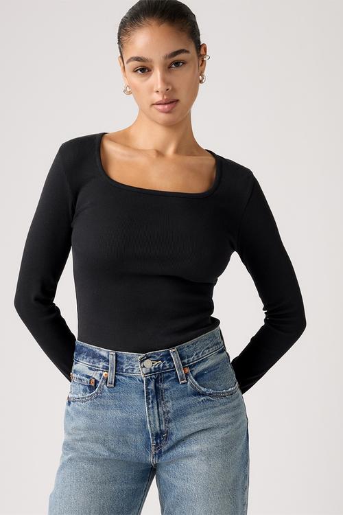 Essential square  neck long sleeve - anthracite night rib