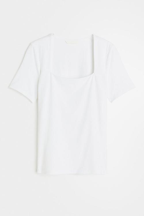 Square-neck top - white