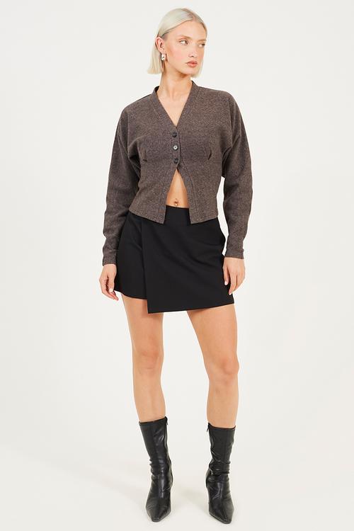 Ladies Long Sleeve Button Down - Grey