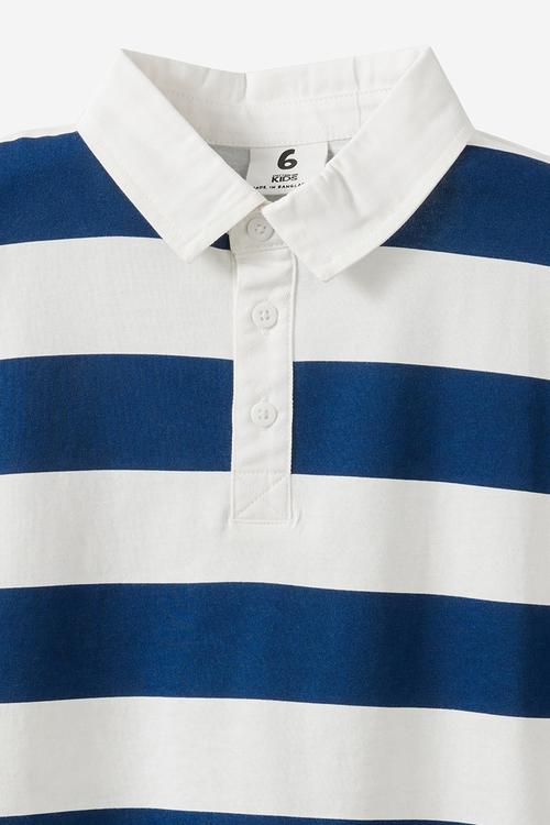 Jersey Rugby Ss Polo W/ Nylon Collar - Squid Ink/Vanilla Stripe/Central Athletic