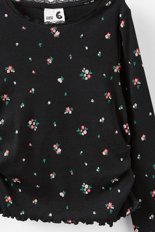 Nadia  Long Sleeve Top - Phantom/Floral
