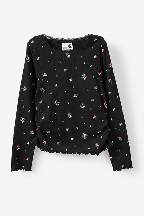 Nadia  Long Sleeve Top - Phantom/Floral