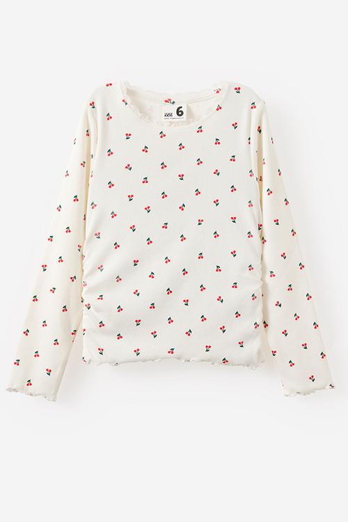 Nadia Long  Sleeve Top - Vanilla/Cherries