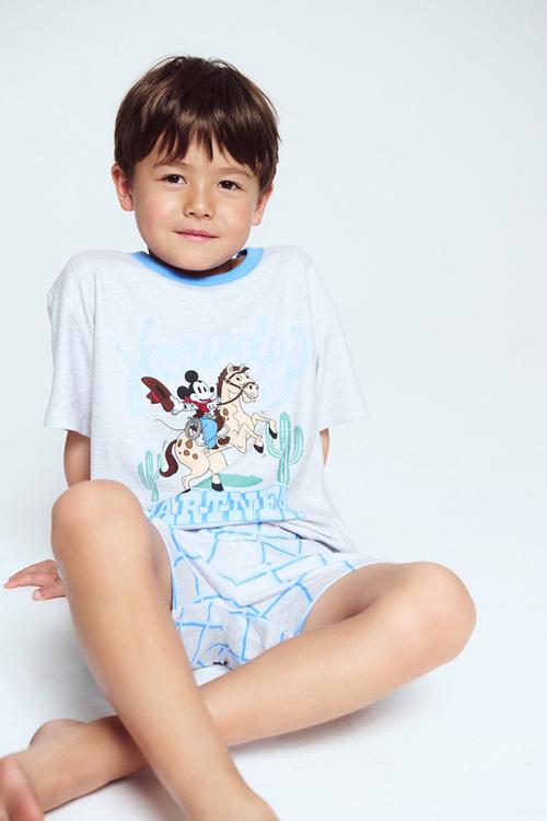 Damon Short Sleeve Pyjama Set License - Lcn Dis Cloud Marle/Partner Mickey