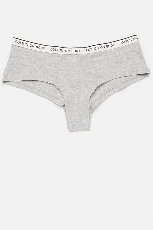 Branded Cotton Cheeky Boyshort 5Pk - Black/Greymrle/White/Blushbride/Bscotchmrle