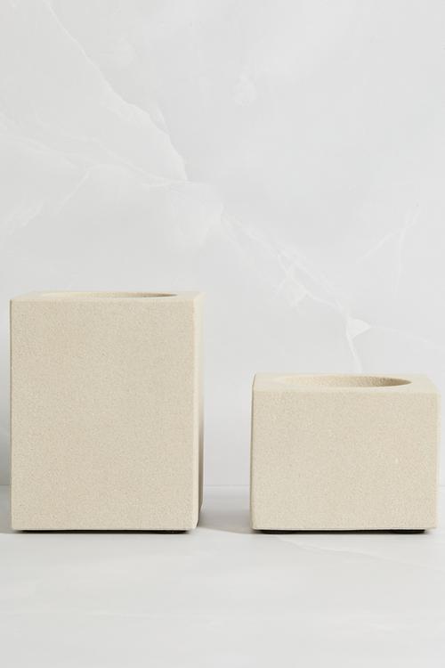 Sandstone Candle Holder Set of 2 - Natural