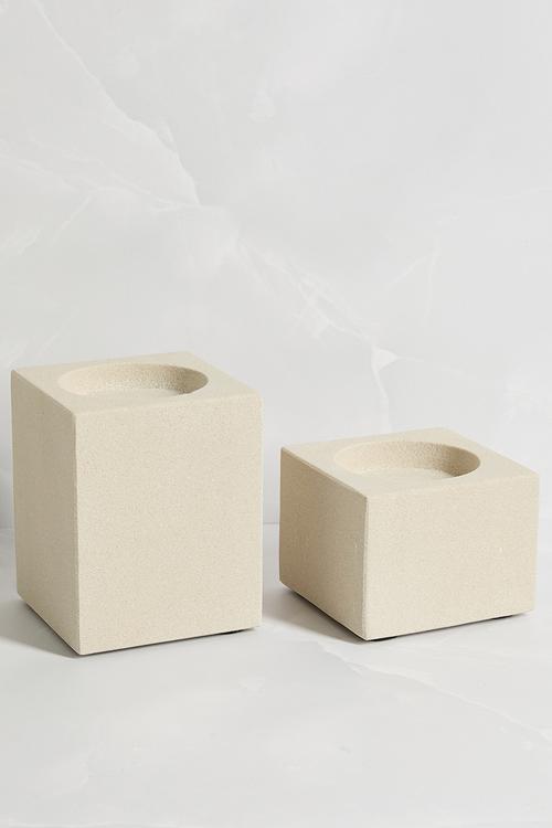 Sandstone Candle Holder Set of 2 - Natural