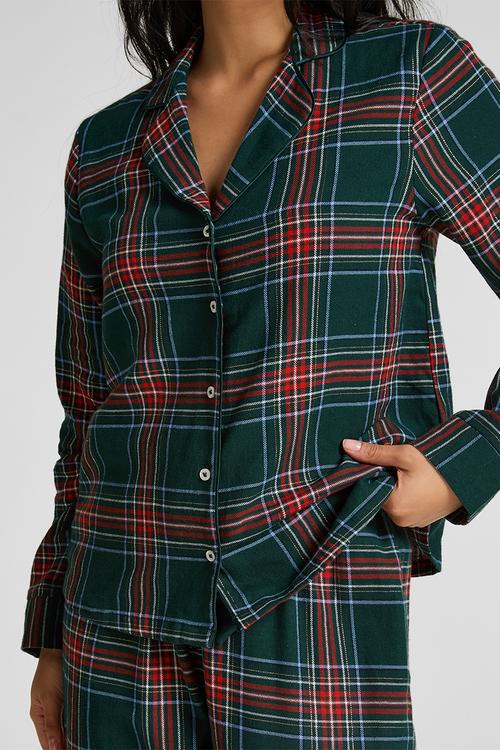 Pj ls flannel twill check - green