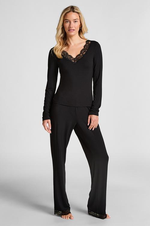 Pj ls jersey lace nana - black
