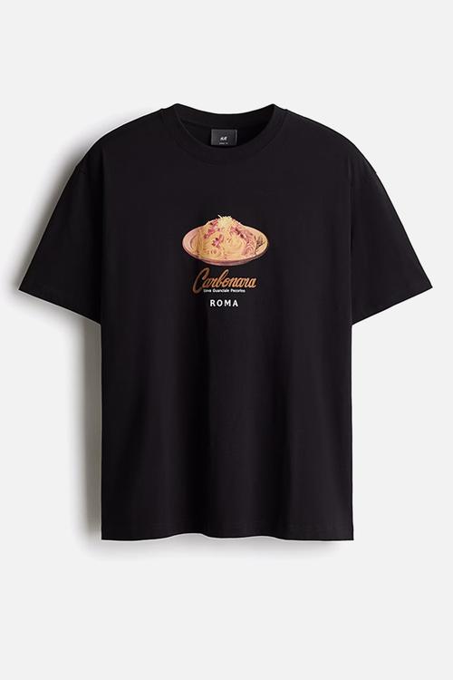 Loose fit printed t-shirt - black carbonara