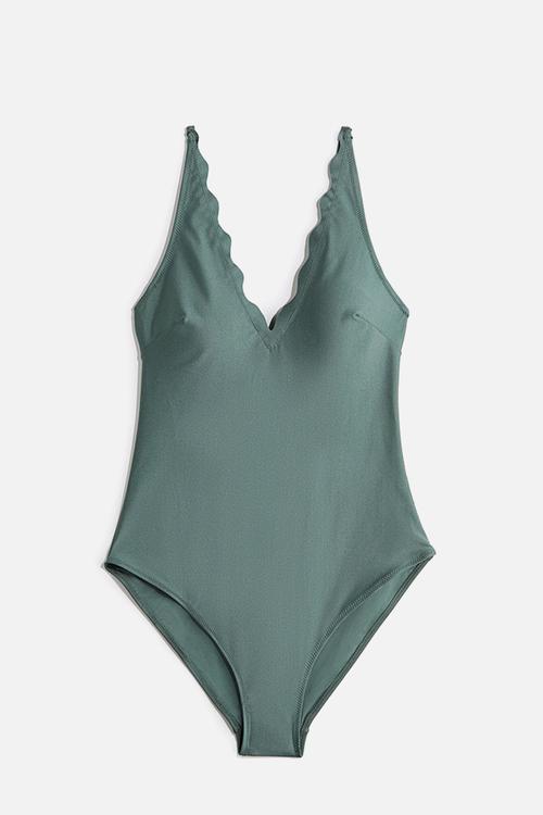 Padded-cup swimsuit - dusty green