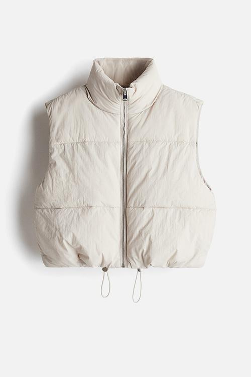 Short puffer gilet - light greige