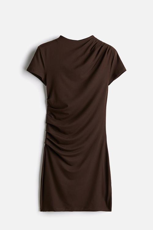 Draped bodycon dress - dark brown