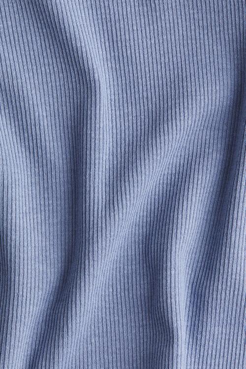 Ribbed sweetheart-neck T-shirt - pigeon blue