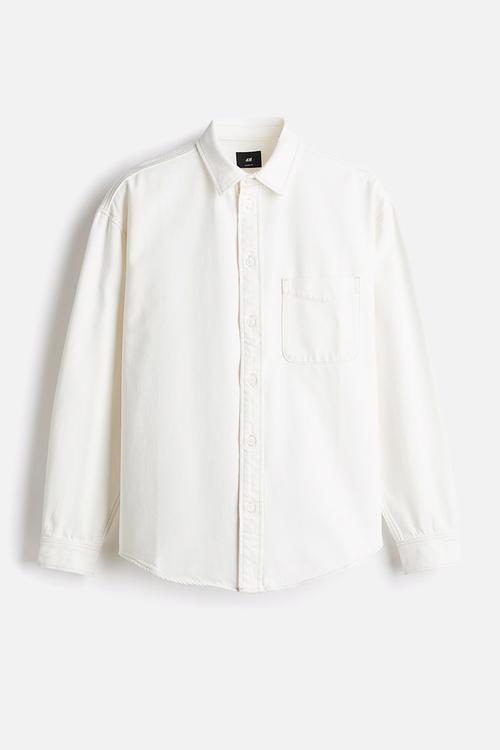 Loose fit denim shirt - white