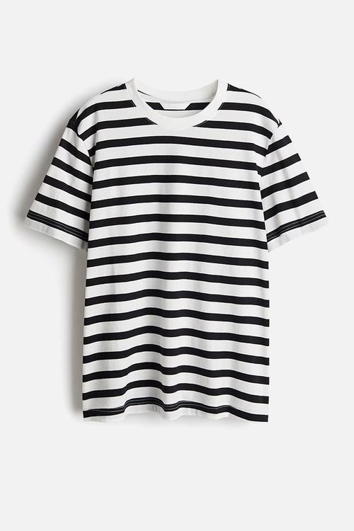 T-shirt - white & black striped
