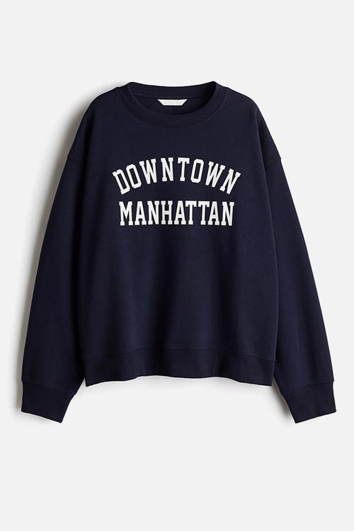 Text-motif sweatshirt - navy blue/manhattan