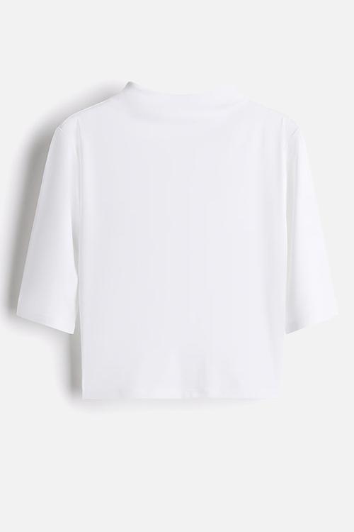 Turtleneck microfibre top - white