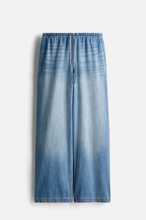 Denim drawstring trousers - light denim blue