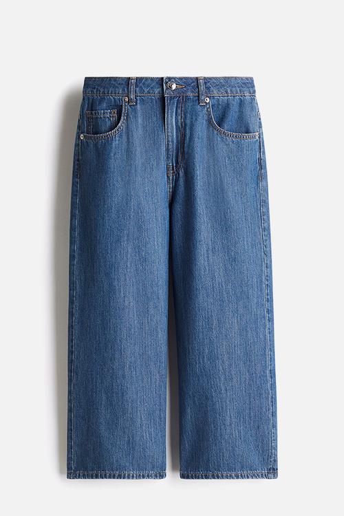 Wide high cropped jeans - denim blue