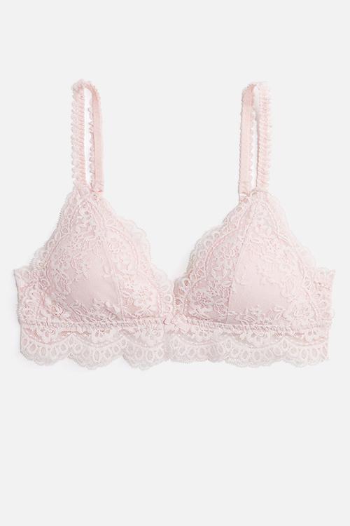 Padded soft lace bra - light pink