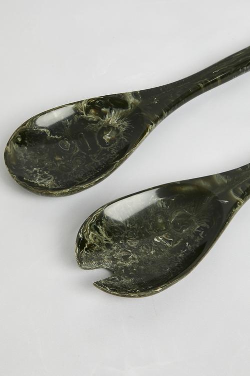 Resin Serving Spoons Set of 2 - Black