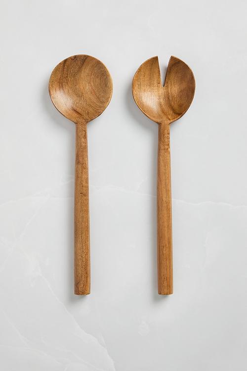 Wooden Serving Spoons Set of 2 - Natural