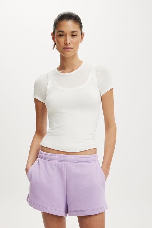 Fleece sweatshort - washed violet valentine
