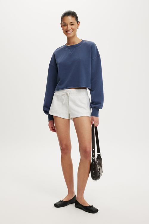 Wide band micro sweatshort - cloud marle