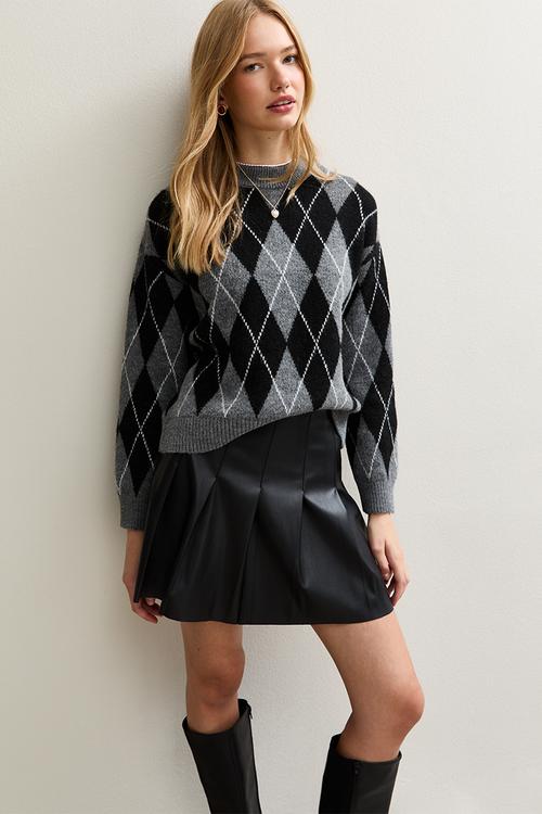Faux Leather Pleated Mini - black