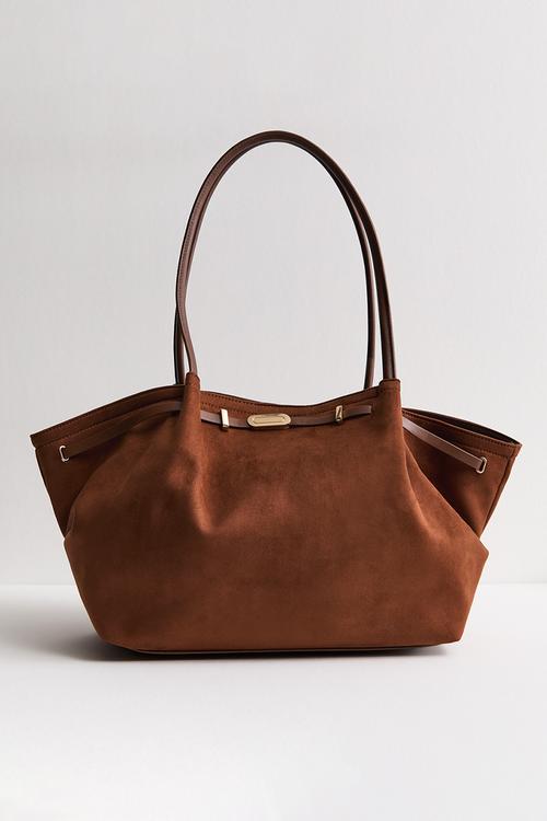 Soft winged slouch tote - brown