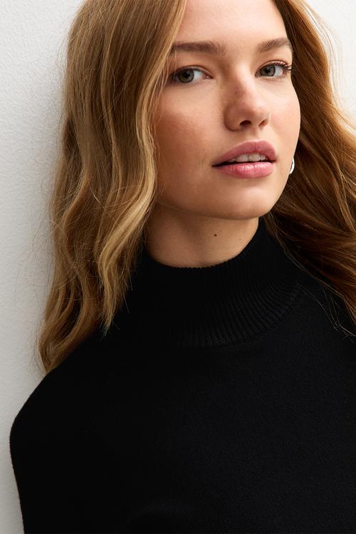 Op High Neck Knit Jumper - black