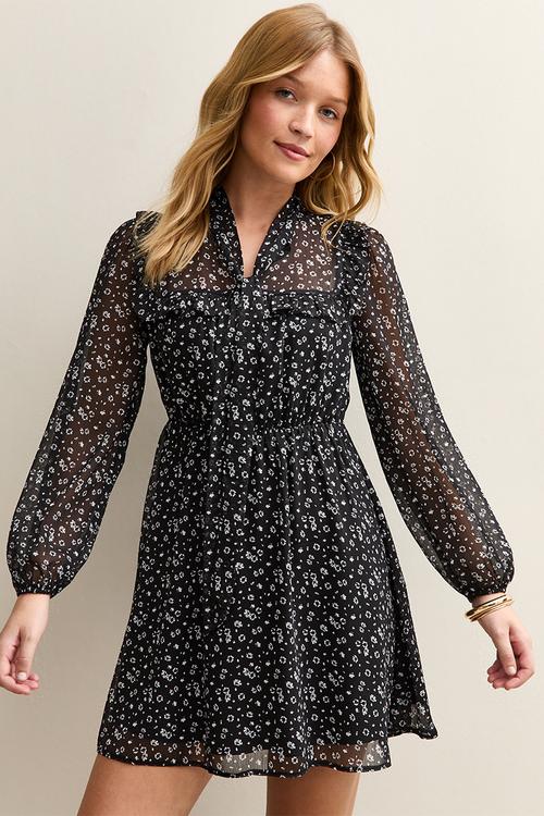 Clara floral bow mini - black