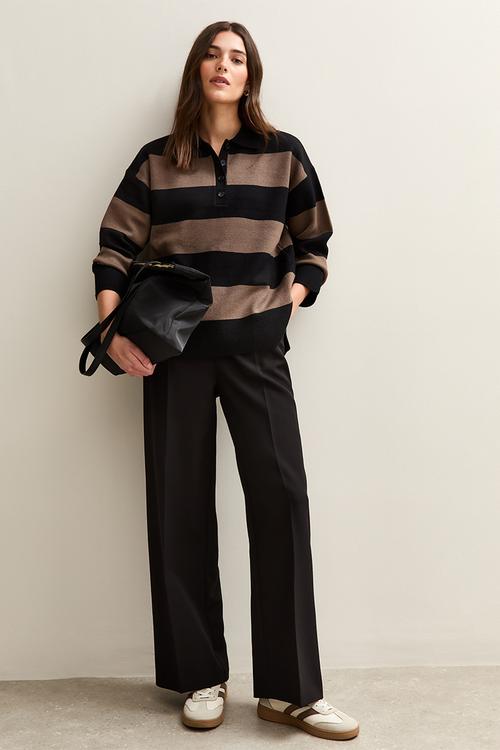 Pull On Wide Leg Trousers - black